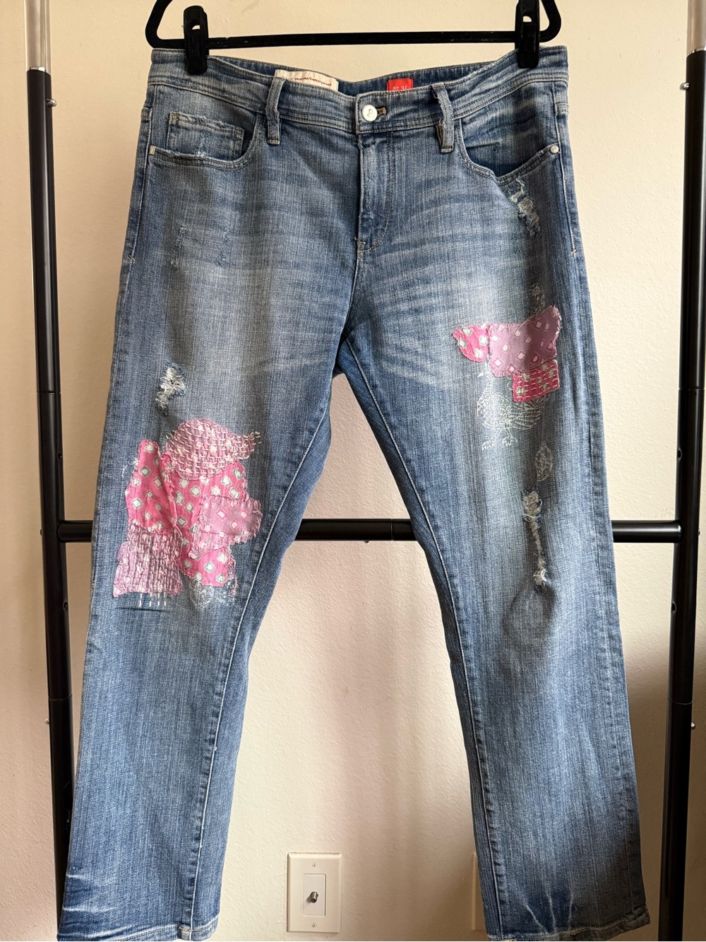 Pilcro Hyphen Patchwork Distressed Jeans Size 31